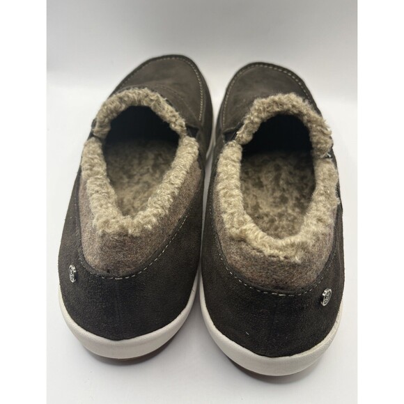 Spenco Orthotic Mens 10D Suede  Dark Brown-soft blended Wool Lined Slipper - Picture 2 of 5